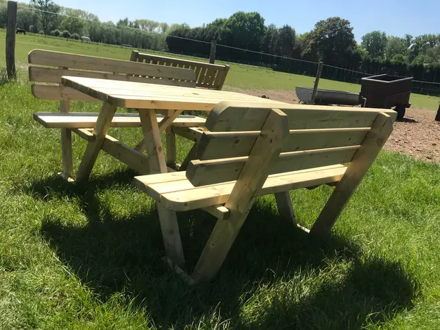 KING® picknicktafel 140 cm met rugleuningen