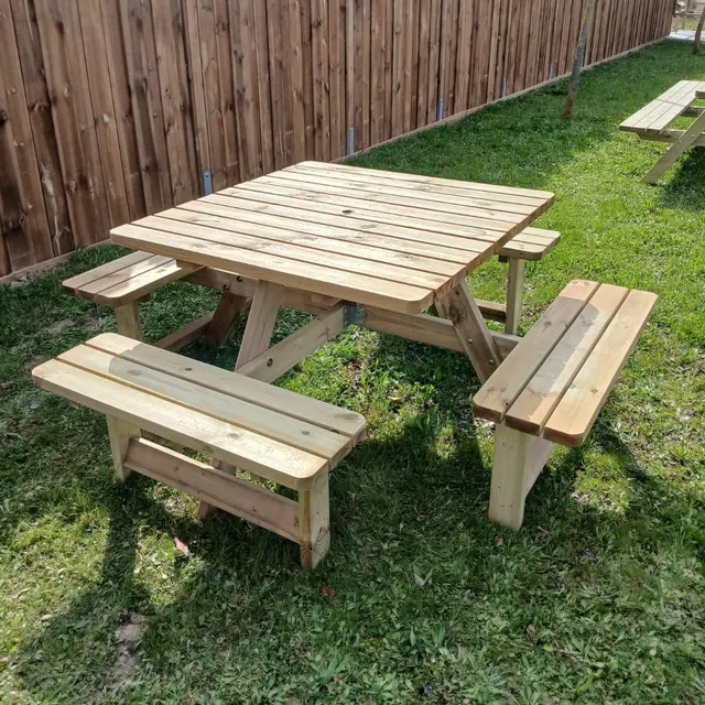 KING® vierkante picknicktafel 200 × 200 cm