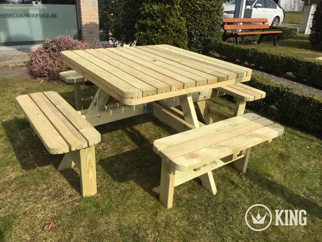 KING® vierkante picknicktafel XXL 200 × 200 cm – foto 4