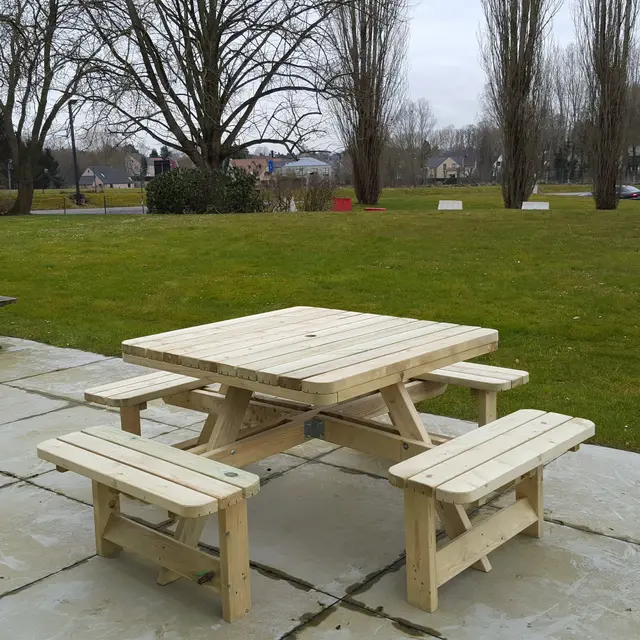 KING® vierkante picknicktafel XXL 200 × 200 cm – foto 6