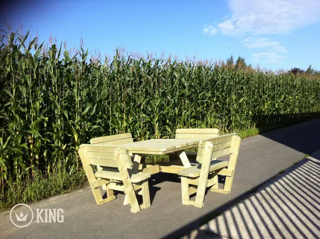 KING® vierkante picknicktafel XXL met 4 rugleuningen – foto 3