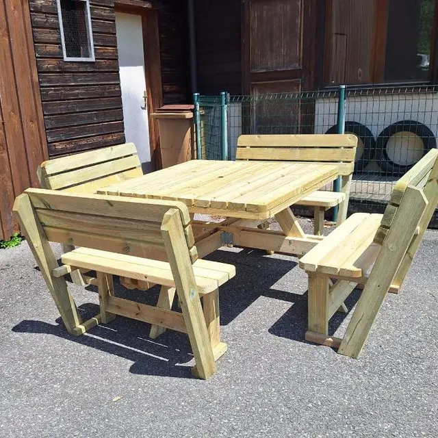 KING® vierkante picknicktafel XXL met 4 rugleuningen – foto 6